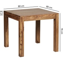 Esstisch >MUMBAI< in Sheesham, Massivholz - 80x76x80cm (BxHxT)