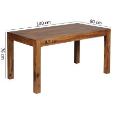 Esstisch >MUMBAI< in Sheesham, Massivholz - 140x76x80cm (BxHxT)