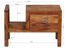 Nachtkommode >MUMBAI< in Sheesham, Massivholz - 60x40x30cm (BxHxT)