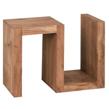 Beistelltisch >MUMBAI< in Akazie, Massivholz - 44x60x30cm (BxHxT)