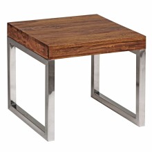 Beistelltisch >GUNA< in Sheesham, Massivholz / Stahl - 45x40x45cm (BxHxT)