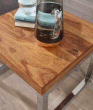 Beistelltisch >GUNA< in Sheesham, Massivholz / Stahl - 45x40x45cm (BxHxT)