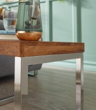 Beistelltisch >GUNA< in Sheesham, Massivholz / Stahl - 45x40x45cm (BxHxT)