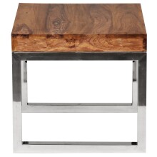 Beistelltisch >GUNA< in Sheesham, Massivholz / Stahl - 45x40x45cm (BxHxT)