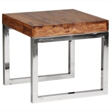 Beistelltisch >GUNA< in Sheesham, Massivholz / Stahl - 45x40x45cm (BxHxT)