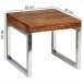 Beistelltisch >GUNA< in Sheesham, Massivholz / Stahl - 45x40x45cm (BxHxT)