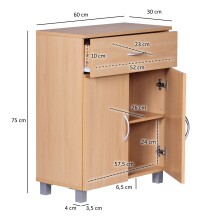 Kommode >WL1.335< in Buche Dekor, Holzwerkstoff - 60x75x30cm (BxHxT)