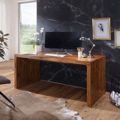 Schreibtisch >BOHA< in Sheesham, Massivholz - 120x76x60cm (BxHxT)