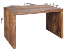 Schreibtisch >BOHA< in Sheesham, Massivholz - 120x76x60cm (BxHxT)