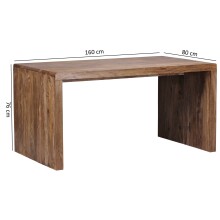 Schreibtisch >BOHA< in Sheesham, Massivholz - 160x76x80cm (BxHxT)