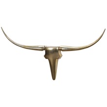 Hängedekoration >BULL< in Goldfarben, Geweih: Aluminium - 125x60x10cm (BxHxT)