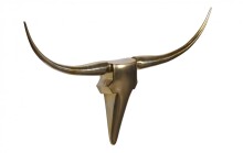 Hängedekoration >BULL< in Goldfarben, Geweih: Aluminium - 125x60x10cm (BxHxT)