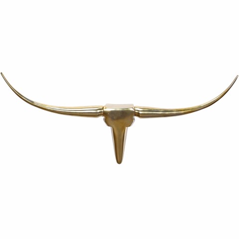 Hängedekoration >BULL< in goldfarben, Lackiertes Aluminium - 100x40x6cm (BxHxT)