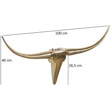 Hängedekoration >BULL< in goldfarben, Lackiertes Aluminium - 100x40x6cm (BxHxT)