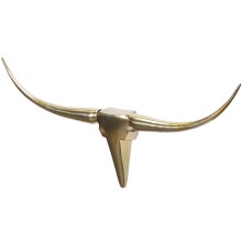 Hängedekoration >BULL< in goldfarben, Lackiertes Aluminium - 100x40x6cm (BxHxT)