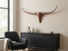 Hängedekoration >BULL< in bronzefarben, Lackiertes Aluminium - 100x40x6 (BxHxT)