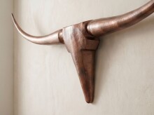 Hängedekoration >BULL< in bronzefarben, Lackiertes Aluminium - 100x40x6 (BxHxT)