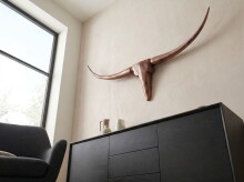 Hängedekoration >BULL< in bronzefarben, Lackiertes Aluminium - 100x40x6 (BxHxT)