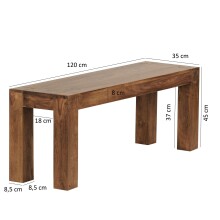 Sitzbank >MUMBAI< in Sheesham,  Massivholz - 120x45x35cm (BxHxT)