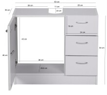 Waschbeckenunterschrank >WL1.345< in Weiß, Holzwerkstoff - 63x54x30cm (BxHxT)