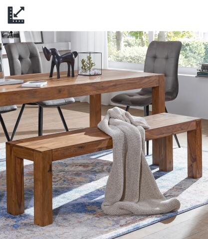 Sitzbank >MUMBAI< in Sheesham,  Massivholz - 120x45x35cm (BxHxT)
