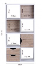 Bücherregal >MASSA< in Weiß / Sonoma Eiche Dekor - 60x120x29 (BxHxT)