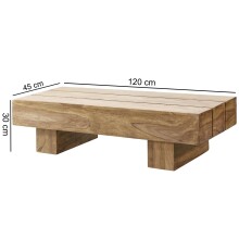 Couchtisch >WL1.439< in Akazie, Massivholz - 120x30x45cm (BxHxT)