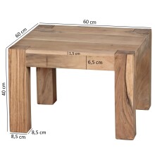 Couchtisch >WL1.443< in Akazie, Massivholz - 60x40x60cm (BxHxT)