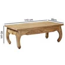 Couchtisch >WL1.447< in Akazie, Massivholz - 110x40x60cm (BxHxT)