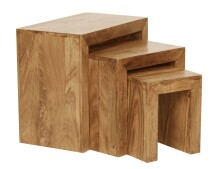 Satztisch >MUMBAI< (3-teilig) in Braun, Massivholz - 45x50x30cm (BxHxT)