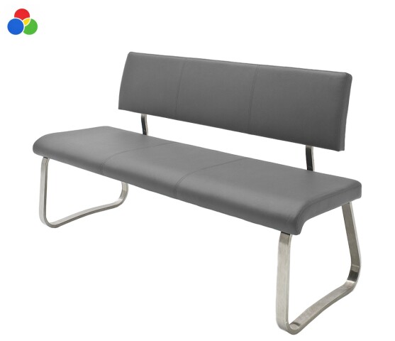 Sitzbank >Muvo II< in grau aus Metall - 175x86x59cm (BxHxT)