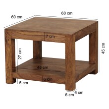 Couchtisch >MUMBAI< in Sheesham, Massivholz - 60x45x60cm (BxHxT)