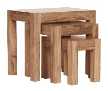 Satztisch >MUMBAI< (3-teilig) in Akazie, Massivholz - 50x45x36cm (BxHxT)