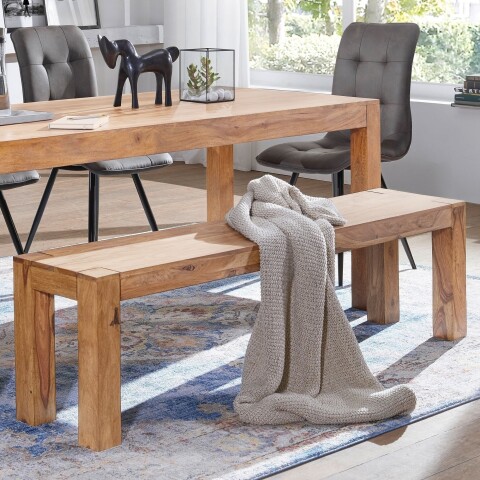 Sitzbank >MUMBAI< in Akazie, Massivholz - 120x45x35cm (BxHxT)