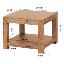 Couchtisch >MUMBAI< in Akazie, Massivholz - 60x45x60cm (BxHxT)