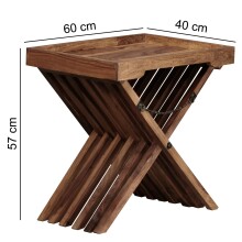 Tabletttisch >MUMBAI< in Sheesham, Massivholz - 60x57x40cm (BxHxT)