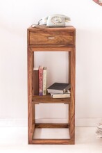 Telefontisch >MUMBAI< in Sheesham, Massivholz - 35x90x35cm (BxHxT)