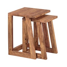 Satztisch >MUMBAI< (2-teilig) in Sheesham, Massivholz - 36x50x36cm (BxHxT)