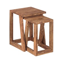 Satztisch >MUMBAI< (2-teilig) in Sheesham, Massivholz - 36x50x36cm (BxHxT)