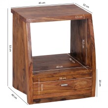 Nachttisch >MUMBAI< in Sheesham, Massivholz - 45x53x40cm (BxHxT)
