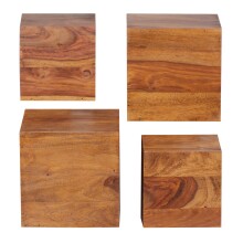 Wandregal >MUMBAI< (4-teilig) in Sheesham, Massivholz - 25x25x25cm (BxHxT)