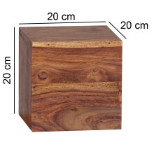 Wandregal >MUMBAI< (4-teilig) in Sheesham, Massivholz - 25x25x25cm (BxHxT)