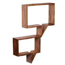 Wandregal >MUMBAI< (2-teilig) in Sheesham, Massivholz - 50x49x13cm (BxHxT)