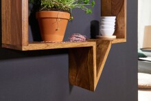 Wandregal >MUMBAI< (2-teilig) in Sheesham, Massivholz - 50x49x13cm (BxHxT)