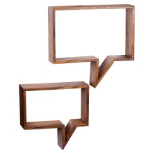Wandregal >MUMBAI< (2-teilig) in Sheesham, Massivholz - 50x49x13cm (BxHxT)