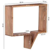 Wandregal >MUMBAI< (2-teilig) in Akazie, Massivholz - 50x49x13cm (BxHxT)