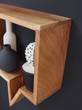 Wandregal >MUMBAI< (2-teilig) in Akazie, Massivholz - 50x49x13cm (BxHxT)
