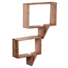 Wandregal >MUMBAI< (2-teilig) in Akazie, Massivholz - 50x49x13cm (BxHxT)