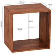 Regalwürfel >MUMBAI< in Sheesham, Massivholz - 43x43x33cm (BxHxT)