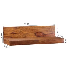Wandboard >MUMBAI< in Sheesham, Massivholz - 60x17x23cm (BxHxT)